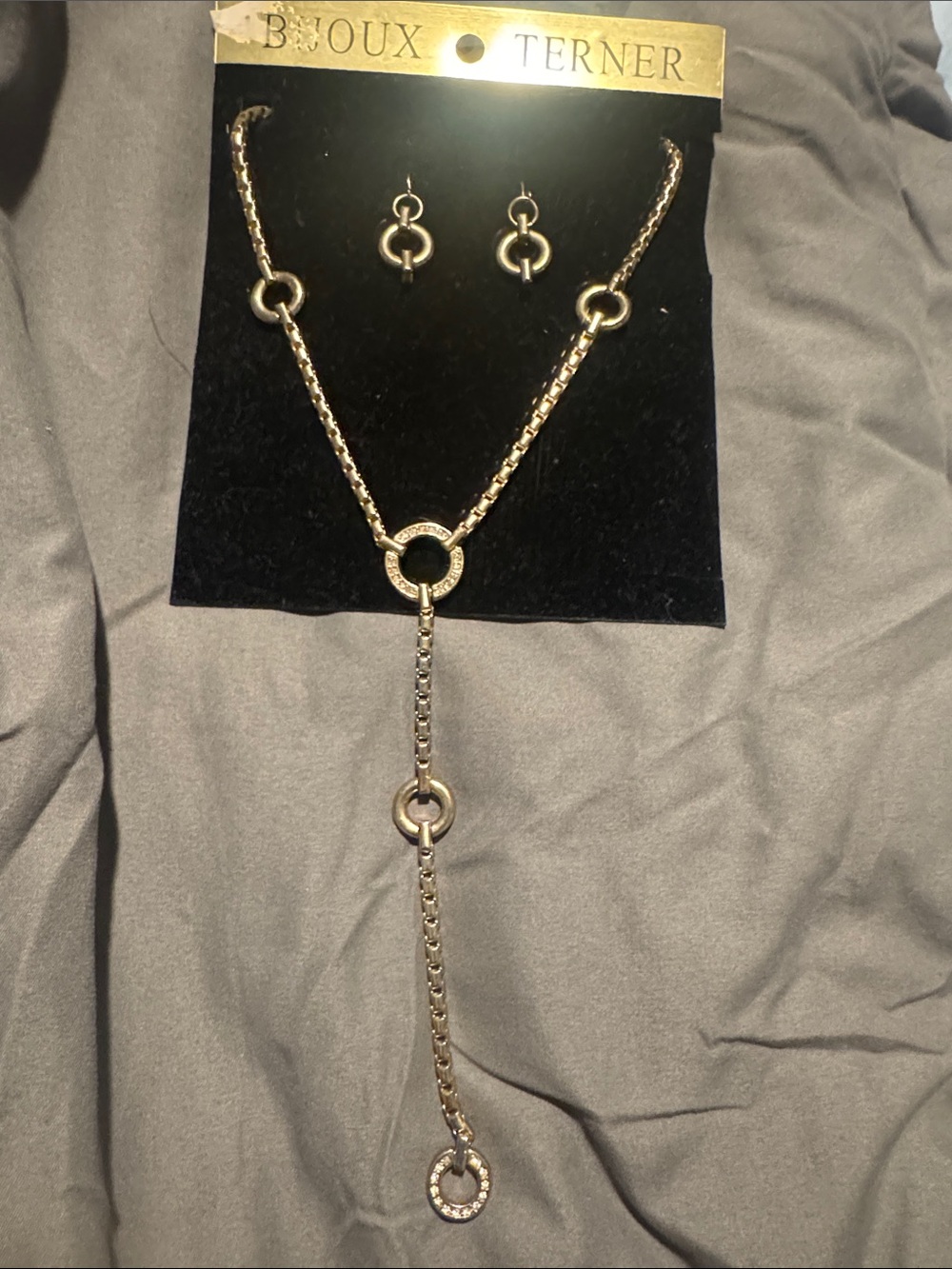 Bijoux Terner Gold-Tone Lariat Necklace with Matching Drop Earrings